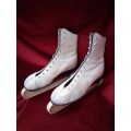 Circa 1940`s Pair Ladies Leather Ice Skates C.C.M Canada Size 9 1/3