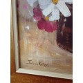 Renowned 20th Century SA Artist Johan Kotze Oil on Board `Still life flowers` Signed