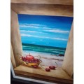 Internationally Acclaimed British Artist Jenny Wheatley (1959 - ) Oil / Acrylic On Board `Seascape`