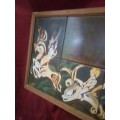 Vintage Framed Tiles Depicting `Poseidon` God of the Sea