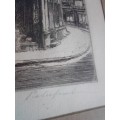 Famous Scottish Artist Peter Grahame (1836-1921) Original Signed Etching `Old Houses In Frankwell`