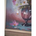 Popular 20th Century SA Artist Dirk Venter Oil on Board `Still life flowers` Signed & Dated 89