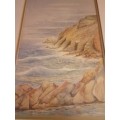 Famous 20th Century Irish Artist George Trevor Glass Framed Watercolor `Seascape`