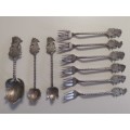 0.800 Silver Indonesian Shadow Puppet Forks