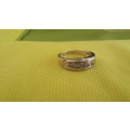 Solid 9ct White Gold Ring - 5 x Princess Cut (3.5 x 3.5mm) Natural Tanzanite + 4 x 1.5mm Diamonds