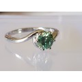 Green Magic Silver Ring - 0.80ct [6.5mm] - Green -Round Cut - VVS1 - Top Quality Moissanite