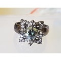 Unique-  1.00ct Center - Grey/Green -Vs1 + 50 X 2 Pointers - Moissanite Ring - ONLY 1 LIKE THIS!