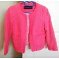 Zara Basic Collarless Pink Frayed Coat