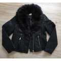 Exquisite Faux Leather Biker Jacket with fur collar