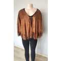 Suede and leather look fringed Cape
