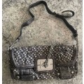 Guess Monogram Grey & Silver Chain Detail Small Bag