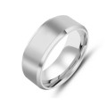 Stainless Steel Brushed Design Comfort Fit Polished Ring. Size 19
