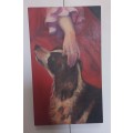 Original Painting of a woman patting a dog