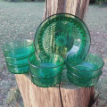 Arcoroc france green glass pudding bowl set