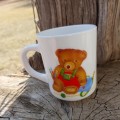 Vintage arcopal france milk glass teddy bear mug milkglass