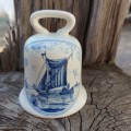 Blue and white ceramic bell