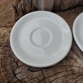 Vintage continental vitreous white espresso / coffee cups with saucers
