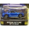 Hotwheels Diecast Model Car Retro Series Film Movie TV Fast & Furious Nissan Skyline GT-R R34 1/64 s
