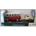 Cararama Hongwell Diecast Model Car VW Kombi Samba Bus + Teardrop Camper trailer 1/43 scale new