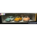 Cararama Hongwell Diecast Model Car 3 pce set VW Volkswagen Beetle Conv Softtop 1/43 scale new in pa