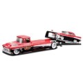 Maisto Diecast Model Car Elite Transport Chevy Chevrolet Flatbed Recovery Truck + Bel Air 1957 1/64
