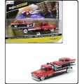 Maisto Diecast Model Car Elite Transport Chevy Chevrolet Flatbed Recovery Truck + Bel Air 1957 1/64