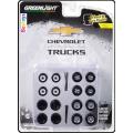 Greenlight Model Car Wheel Set Chevy Chevrolet rubber wheels real riders 1/64 scale new in pack