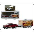Greenlight Diecast Model Car Set Hitch & Tow Ford F 150 F150 Pickup 2017 + Trailer `Indian Motorcycl