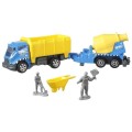 Matchbox Diecast Model Car Hitch & haul Construction Set Dump Truck + Cement Mixer trailer + access
