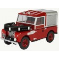 Oxford Diecast Model Car LAN188012 Land Rover 88` inch Fire with hoses 1/76 OO railway scale