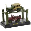 Castline M2 Diecast Model Car Auto Lift Willys Jeep MB 1944 x2 + lift 1/64 scale