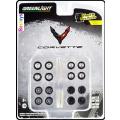 Greenlight Model Car Wheel Set Chevy Chevrolet Corvette rubber real riders 1/64 scale new in pack