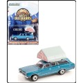 Greenlight Diecast Model Car Outdoors Plymouth Satellite Stationwagon 1969 + Rooftop tent 1/64 scale