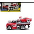 Maisto Muscle Machines Diecast Model Car Transport Chevy Chevrolet C60 Flatbed 1966 + Camaro SS 1969