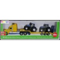 SIKU Diecast Model 1805 Peterbilt Truck and lowbed trailer with 2 New Holland Tractors 1/87 HO rail