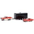 Greenlight Diecast Model Car Set Hollywood Ford F 100 1967 + Mustang 1965 + Trailer History Channel
