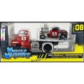 Maisto Muscle Machines Diecast Model Car Transport Ford COE Flatbed Truck 1950 + Ford Roadster 1932