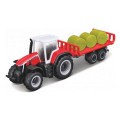 Maisto Mini Work Machines Diecast Model Tractor Massey Ferguson 8S 265 + Hay Trailer Farm +- 1/64 sc