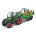 Maisto Mini Work Machines Diecast Model Tractor Fendt 208 + Log Trailer Farm +- 1/64 scale