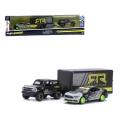 Maisto Diecast Model Car Design Series Hauler Ford Bronco 2021 + Ford Mustang GT 2015 + Enclosed Tra