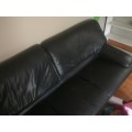 Black leather 3-seater couch