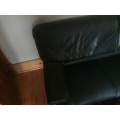 Black leather 3-seater couch