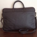 1 x15inch Locally Handcrafted Genuine leather Laptop bag- NO Shoulder Strap -"Shweshwe Print Lining"