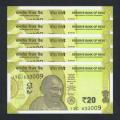 2 x GANDHI COINS (SCARCE) + 2 x MANDELA COINS + 10 X GANDHI 20 Rs NOTES - 14 items ALL UNCIRCULATED