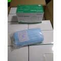 pack of 50 blue 3ply surgical masks certified