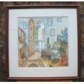 Phyllis Chubb - Original Watercolour painting 54x54cm - Mounted and framed behind glass