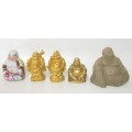 An assortment of 5 Buddhas in different poses - Some with markings - Damage Free!