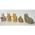 An assortment of 5 Buddhas in different poses - Some with markings - Damage Free!