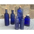 6 Vintage Blue Bottles