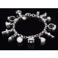 Amazing Quality 925 Sterling Silver filled Charm Bracelet